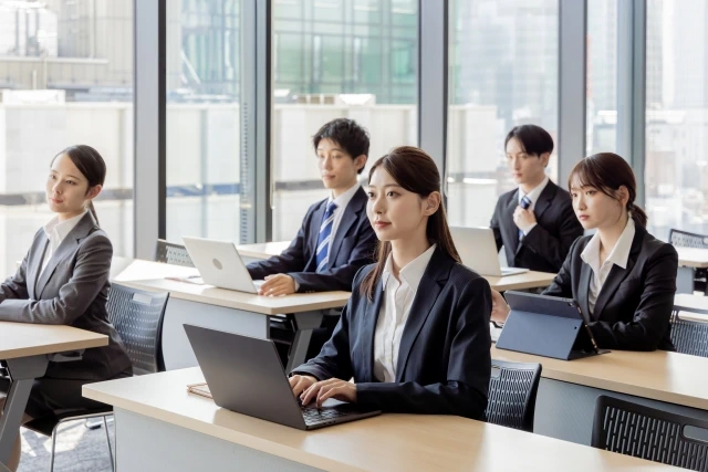 研修を受ける男女